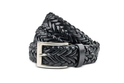 TRICKER'S LEATHER PLAITED BELT - Black -Selected Footwear Stores trickers leather plaited belt black 847126
