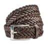 TRICKER'S LEATHER PLAITED BELT - Brown