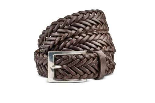 TRICKER'S LEATHER PLAITED BELT - Brown -Selected Footwear Stores trickers leather plaited belt brown 906450